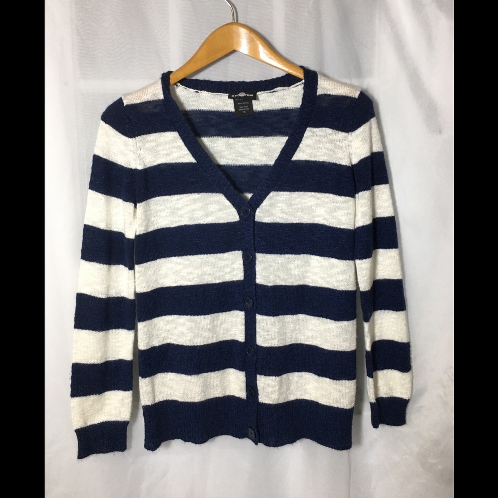 Women’s Cardigan Blue & White Sweater Sz Med